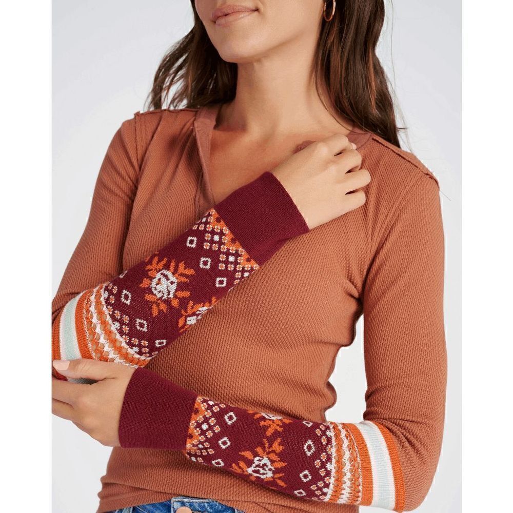 Free People Boho Long Sleeve Mikah Layering Sweater Autumn Combo Small NWT